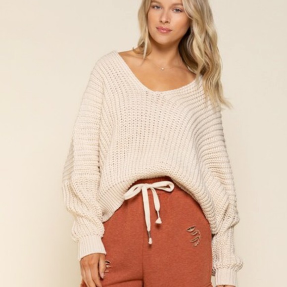 POL It’s The Weekend Cream Sweater - Picture 3 of 5